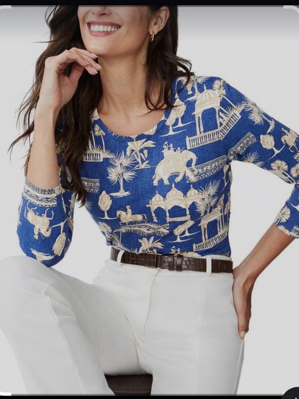 J. McLaughlin Women's Catalina Cloth Knit Blue Top Shirt Size XS. 3/4 sleeve
